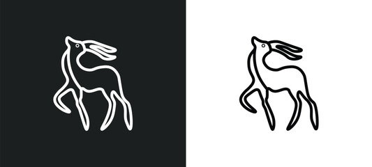 gazelle line icon in white and black colors. gazelle flat vector icon from gazelle collection for web, mobile apps and ui.