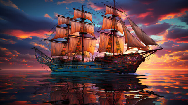 Stained Glass Sail at Dawn