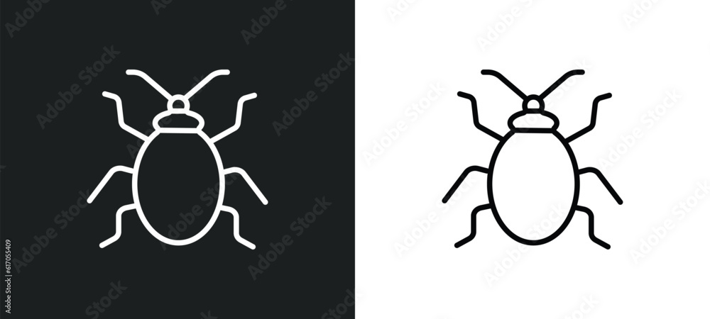 Poster bedbug line icon in white and black colors. bedbug flat vector icon from bedbug collection for web, 
