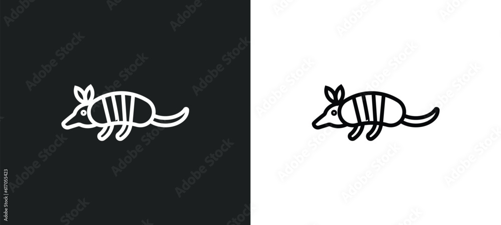 Poster armadillo line icon in white and black colors. armadillo flat vector icon from armadillo collection 