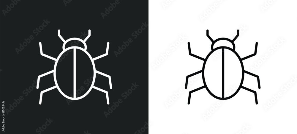 Poster app bug line icon in white and black colors. app bug flat vector icon from app bug collection for we