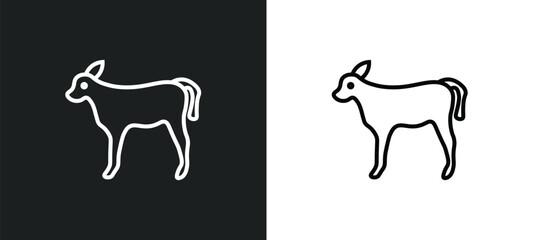 calf line icon in white and black colors. calf flat vector icon from calf collection for web, mobile apps and ui.