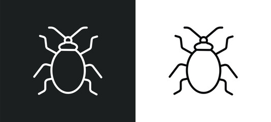 bedbug line icon in white and black colors. bedbug flat vector icon from bedbug collection for web, mobile apps and ui. - obrazy, fototapety, plakaty