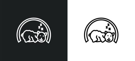 hibernation line icon in white and black colors. hibernation flat vector icon from hibernation collection for web, mobile apps and ui.