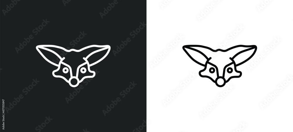 Poster fennec fox line icon in white and black colors. fennec fox flat vector icon from fennec fox collecti