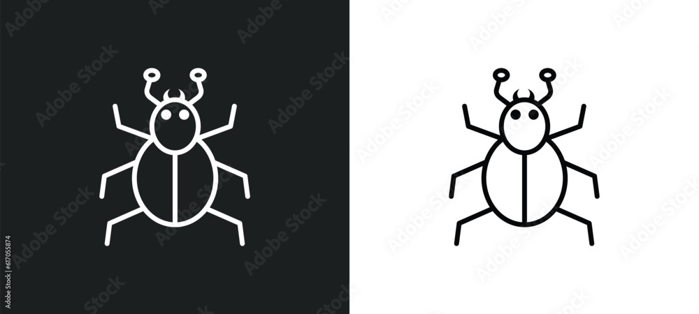 Poster mite line icon in white and black colors. mite flat vector icon from mite collection for web, mobile