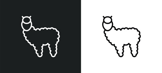 alpaca line icon in white and black colors. alpaca flat vector icon from alpaca collection for web, mobile apps and ui. © IconArt