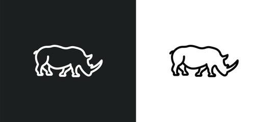 rhinoceros line icon in white and black colors. rhinoceros flat vector icon from rhinoceros collection for web, mobile apps and ui.