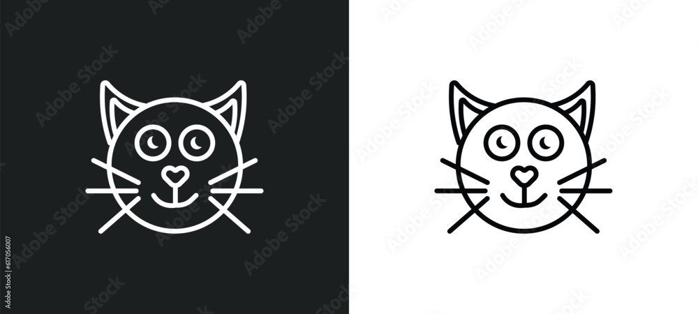 Poster cat line icon in white and black colors. cat flat vector icon from cat collection for web, mobile ap