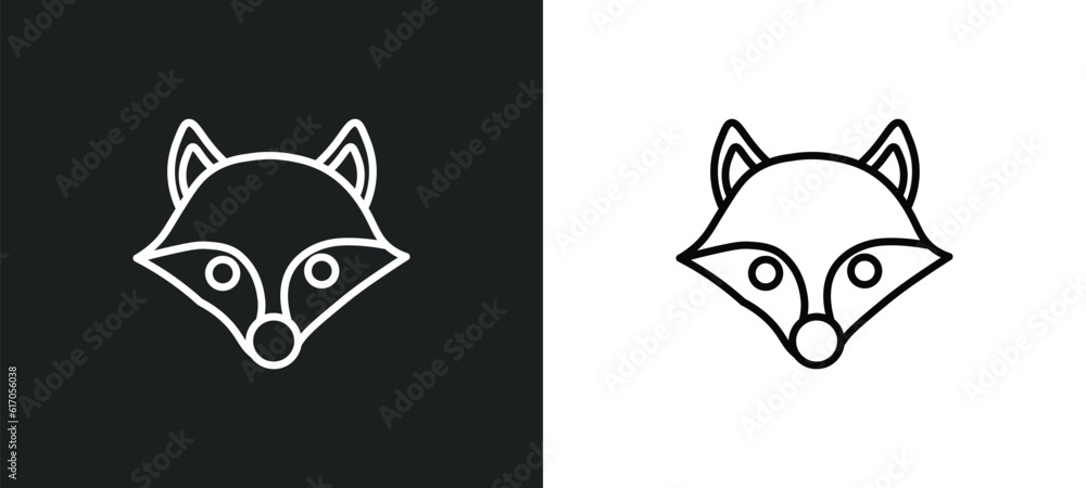 Poster fox line icon in white and black colors. fox flat vector icon from fox collection for web, mobile ap