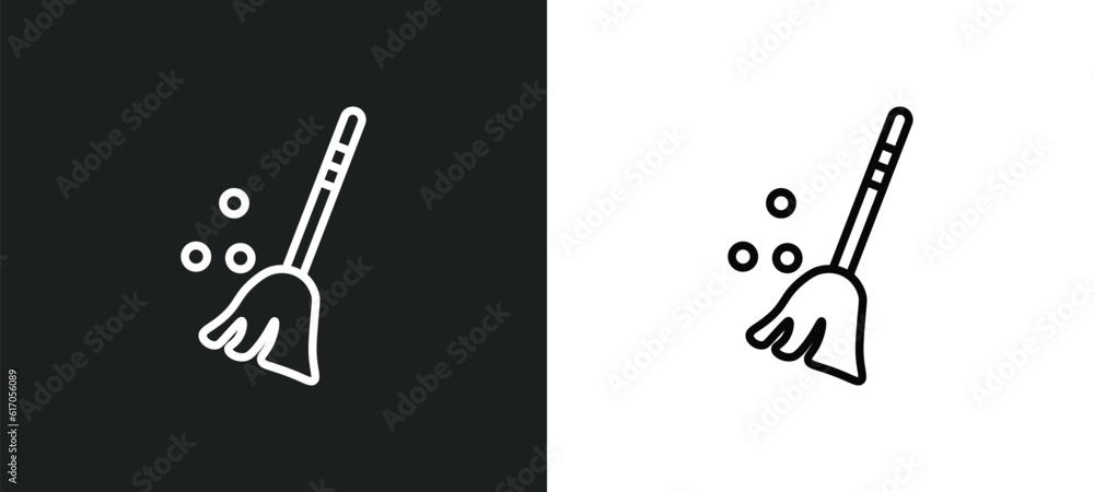 Poster sweep line icon in white and black colors. sweep flat vector icon from sweep collection for web, mob