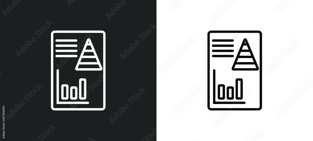 Poster infographic line icon in white and black colors. infographic flat vector icon from infographic colle