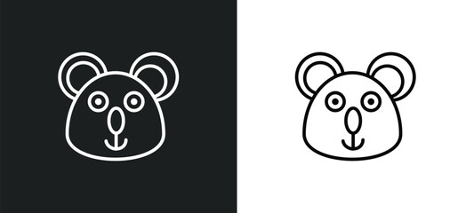 koala line icon in white and black colors. koala flat vector icon from koala collection for web, mobile apps and ui.