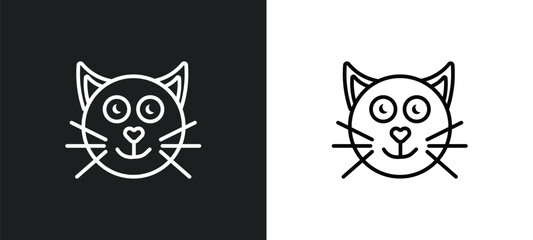 cat line icon in white and black colors. cat flat vector icon from cat collection for web, mobile apps and ui.