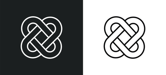 interlocking line icon in white and black colors. interlocking flat vector icon from interlocking collection for web, mobile apps and ui.