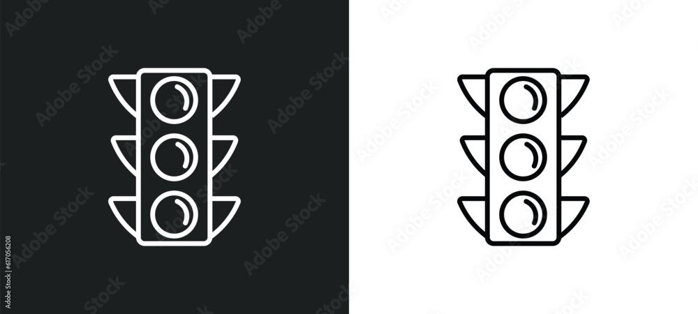 Poster semaphore line icon in white and black colors. semaphore flat vector icon from semaphore collection 