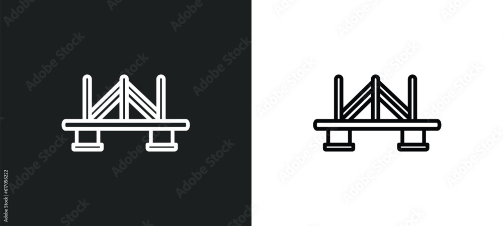 Poster bridge line icon in white and black colors. bridge flat vector icon from bridge collection for web, 