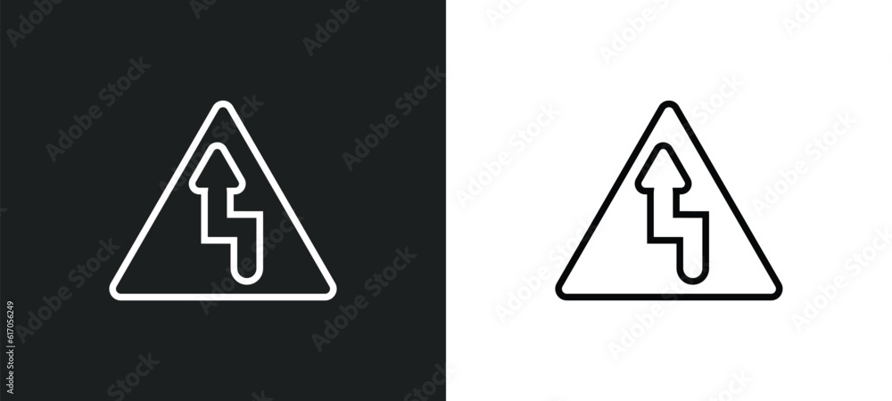 Aufkleber right bend line icon in white and black colors. right bend flat vector icon from right bend collecti