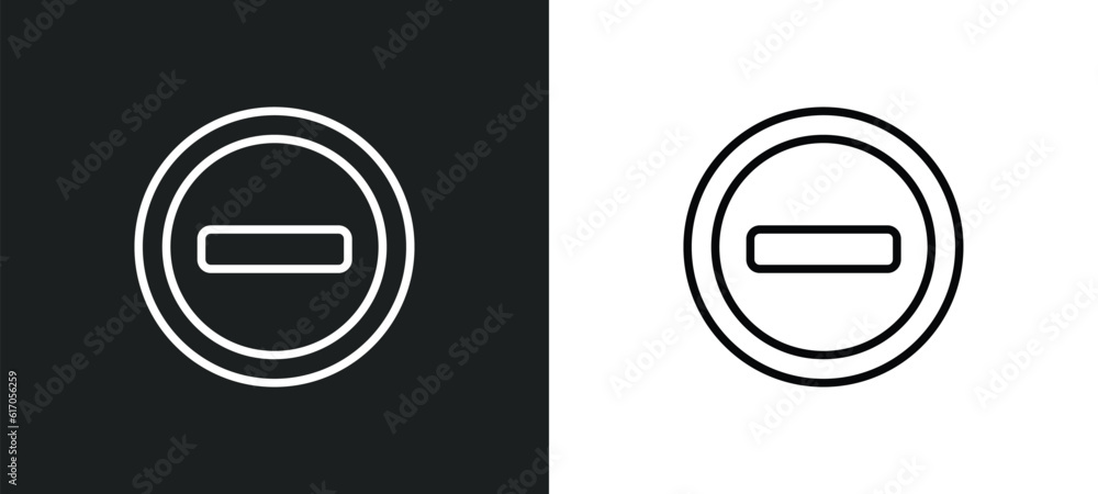 Poster prohibited way line icon in white and black colors. prohibited way flat vector icon from prohibited 