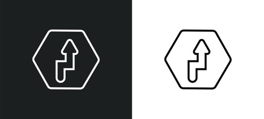 right reverse bend line icon in white and black colors. right reverse bend flat vector icon from right reverse bend collection for web, mobile apps and ui.