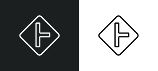 side road line icon in white and black colors. side road flat vector icon from side road collection for web, mobile apps and ui.