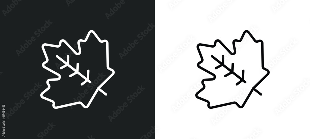 Poster sugar maple tree line icon in white and black colors. sugar maple tree flat vector icon from sugar m