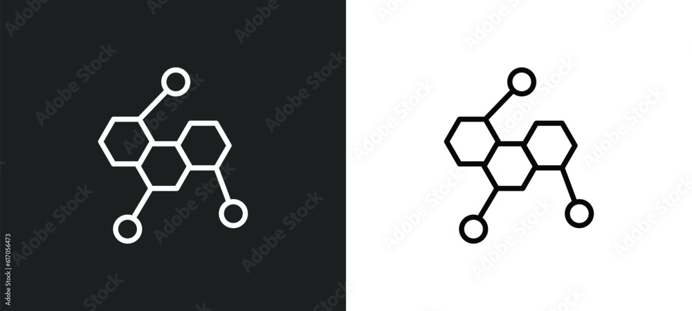 Poster chemical structure line icon in white and black colors. chemical structure flat vector icon from che