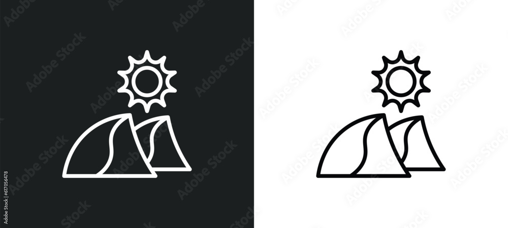 Poster dune line icon in white and black colors. dune flat vector icon from dune collection for web, mobile