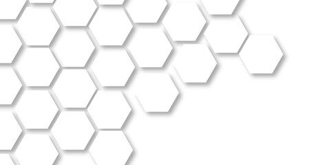 Abstract background with hexagons. 3d Hexagonal structure futuristic white background and Embossed Hexagon , honeycomb white Background ,light and shadow ,Vector.	