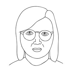 Beautiful hand-drawn vector illustration of an intelligent girl in the glasses isolated on a white background for coloring book