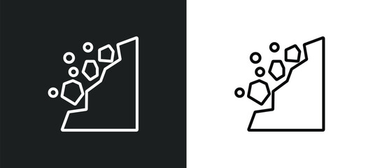 falling debris line icon in white and black colors. falling debris flat vector icon from falling debris collection for web, mobile apps and ui.