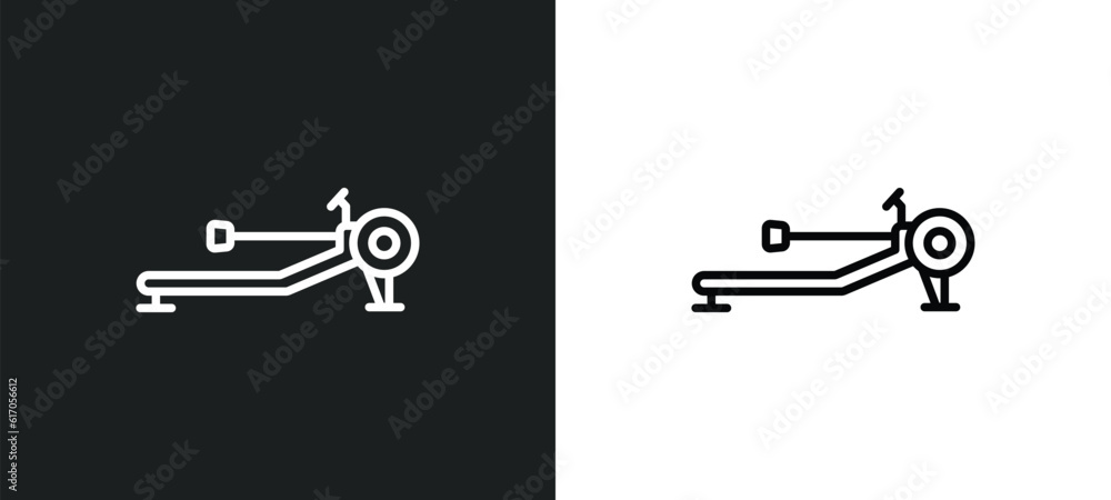 Aufkleber rowing hine line icon in white and black colors. rowing hine flat vector icon from rowing hine colle