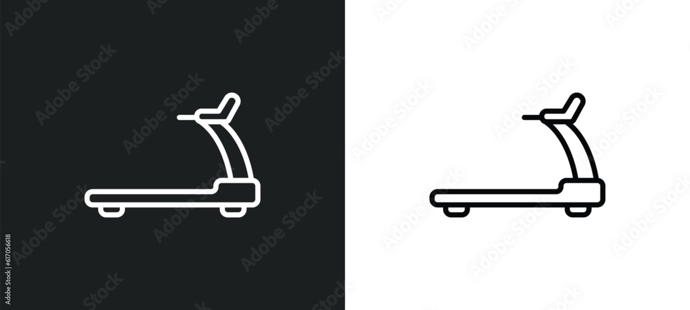 Poster running hine line icon in white and black colors. running hine flat vector icon from running hine co
