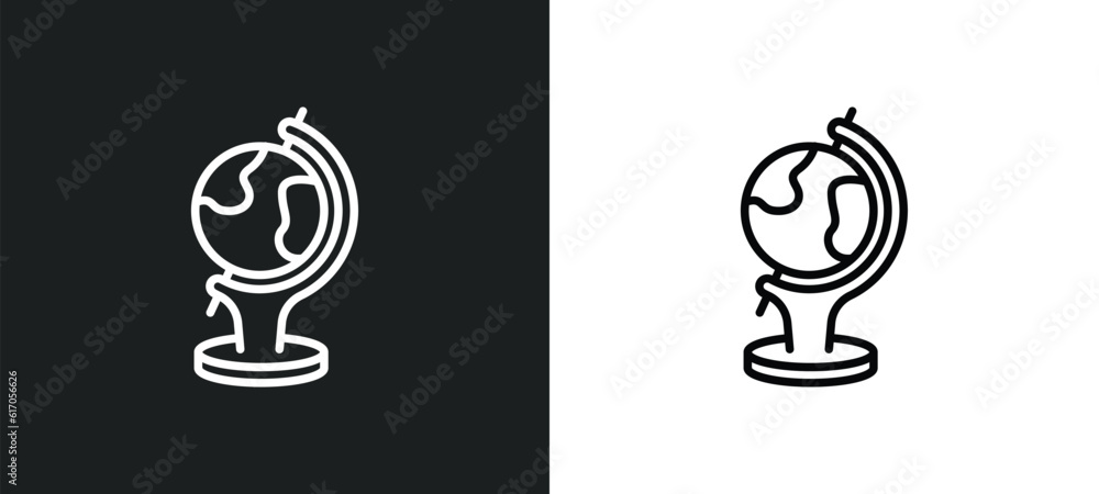 Poster globe line icon in white and black colors. globe flat vector icon from globe collection for web, mob