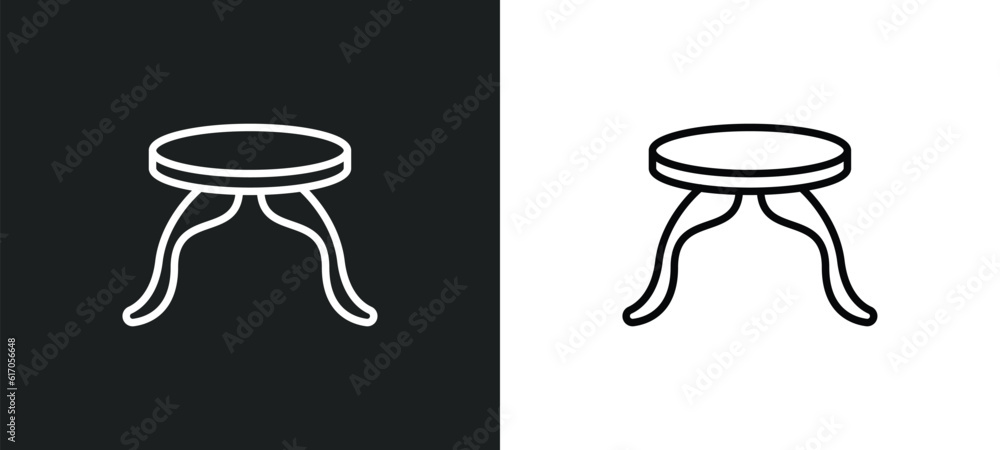 Poster side table line icon in white and black colors. side table flat vector icon from side table collecti