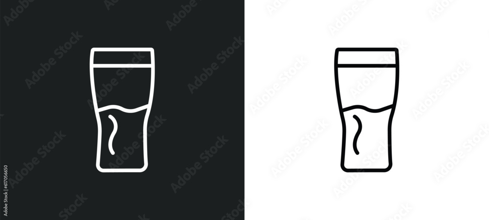 Poster pint line icon in white and black colors. pint flat vector icon from pint collection for web, mobile