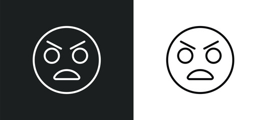 yelling emoji line icon in white and black colors. yelling emoji flat vector icon from yelling emoji collection for web, mobile apps and ui.