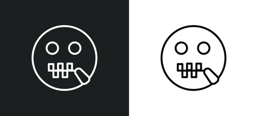 -mouth emoji line icon in white and black colors. -mouth emoji flat vector icon from -mouth emoji collection for web, mobile apps and ui.