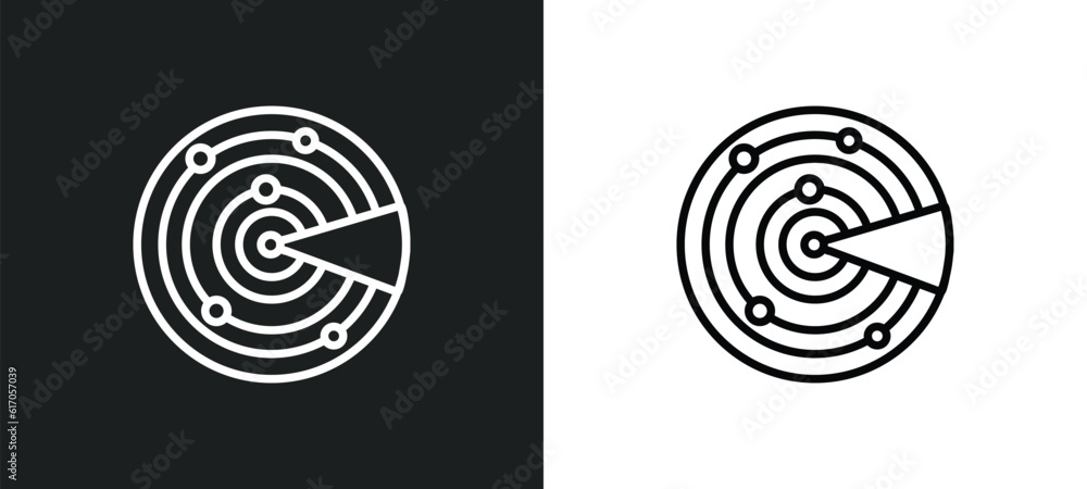 Poster detection line icon in white and black colors. detection flat vector icon from detection collection 