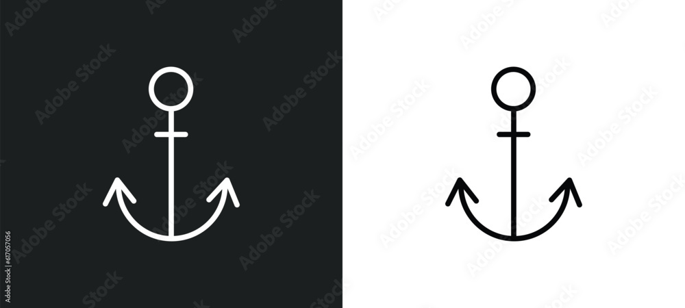 Poster anchor line icon in white and black colors. anchor flat vector icon from anchor collection for web, 