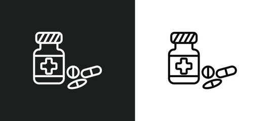 medicine line icon in white and black colors. medicine flat vector icon from medicine collection for web, mobile apps and ui.