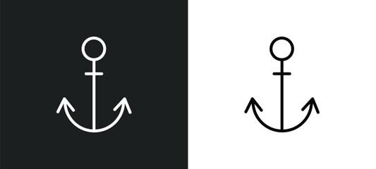 anchor line icon in white and black colors. anchor flat vector icon from anchor collection for web, mobile apps and ui. © IconArt