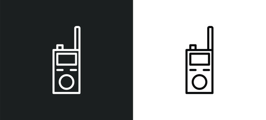 walkie talkie line icon in white and black colors. walkie talkie flat vector icon from walkie talkie collection for web, mobile apps and ui.