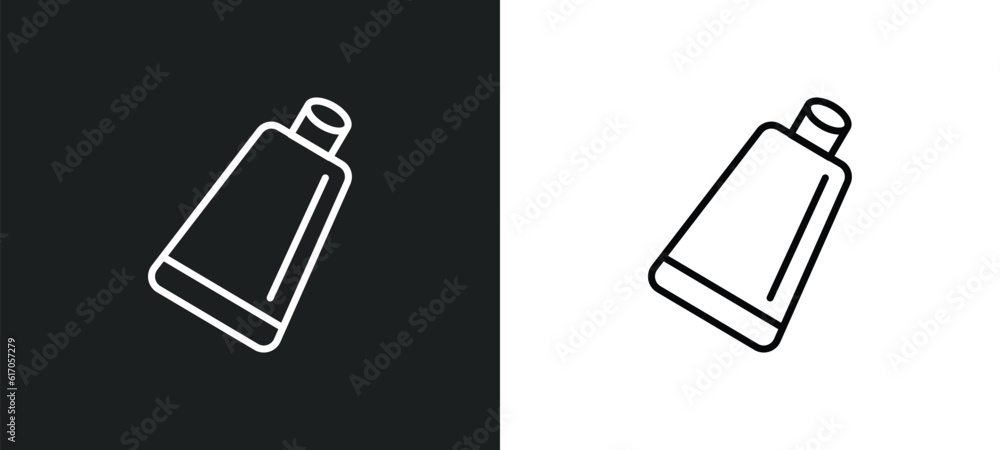 Poster creme container black line icon in white and black colors. creme container black flat vector icon fr