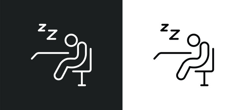 lethargy line icon in white and black colors. lethargy flat vector icon from lethargy collection for web, mobile apps and ui.
