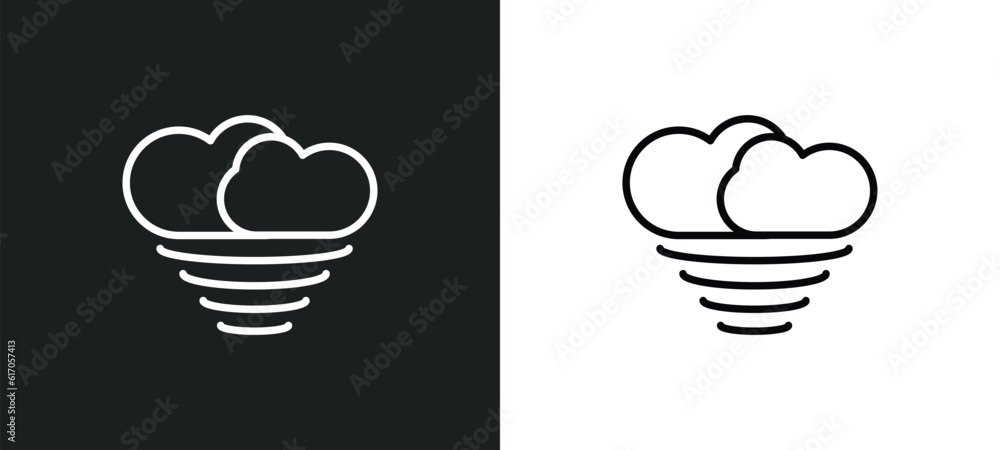 Poster typhoon line icon in white and black colors. typhoon flat vector icon from typhoon collection for we