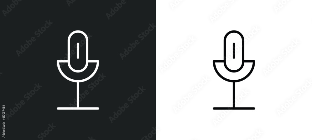 Poster mic line icon in white and black colors. mic flat vector icon from mic collection for web, mobile ap