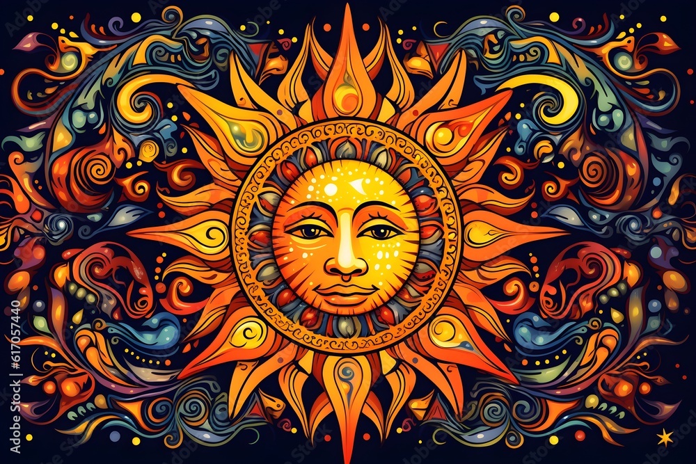 Wall mural abstract sun background