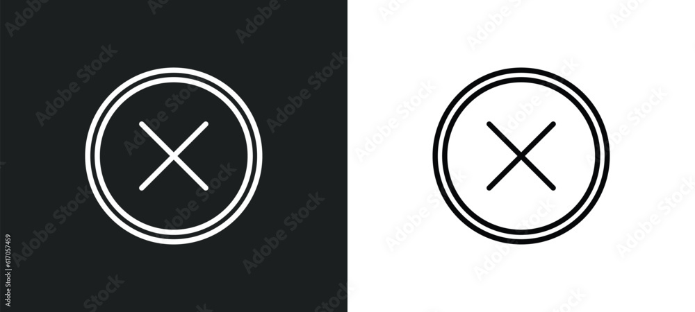 Poster wrong line icon in white and black colors. wrong flat vector icon from wrong collection for web, mob