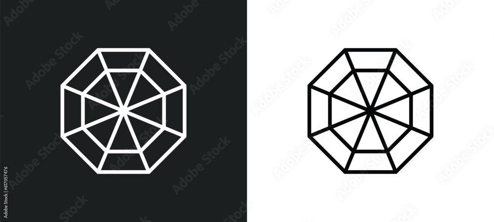 Poster spider web line icon in white and black colors. spider web flat vector icon from spider web collecti